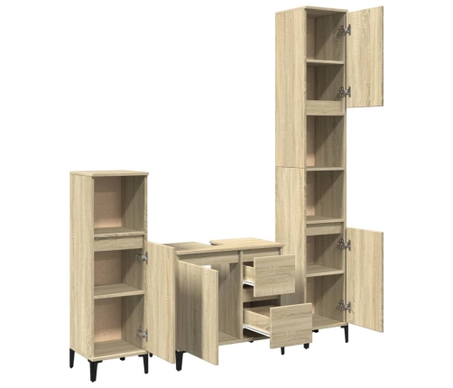 Set de muebles de baño 3 pzas madera contrachapada roble Sonoma