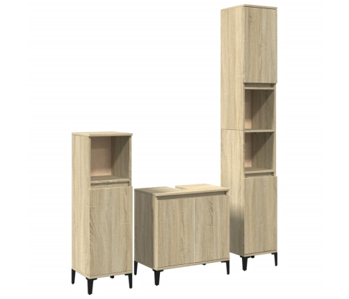 Set de muebles de baño 3 pzas madera contrachapada roble Sonoma