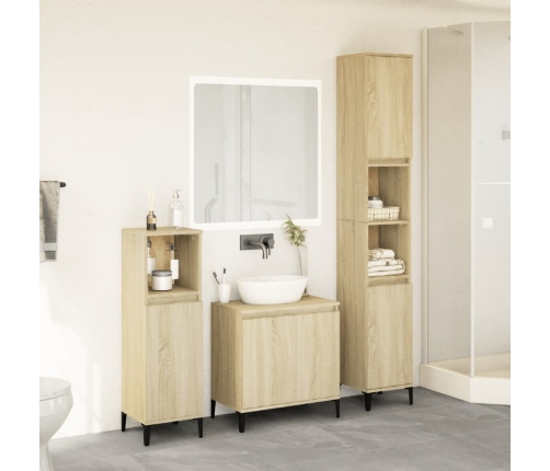 Set de muebles de baño 3 pzas madera contrachapada roble Sonoma