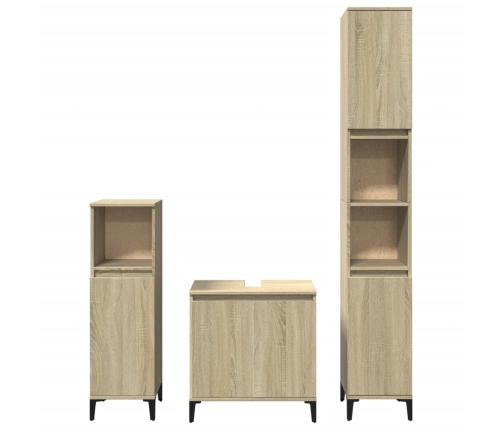 Set de muebles de baño 3 pzas madera contrachapada roble Sonoma