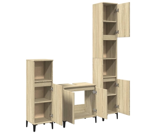 Set de muebles de baño 3 pzas madera contrachapada roble Sonoma