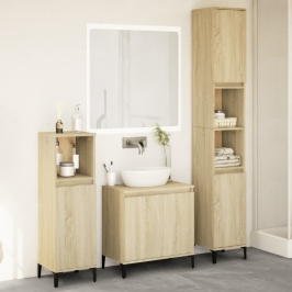 Set de muebles de baño 3 pzas madera contrachapada roble Sonoma