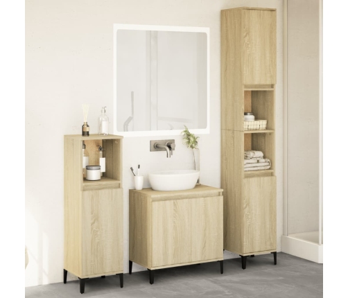 Set de muebles de baño 3 pzas madera contrachapada roble Sonoma