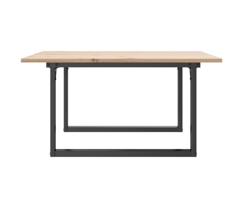 Mesa de centro marco O madera maciza pino y hierro 90x90x45 cm