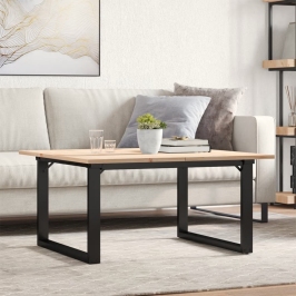 Mesa de centro marco O madera maciza pino y acero 90x90x45 cm