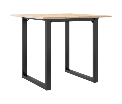 vidaXL Mesa de comedor marco O madera maciza pino y hierro 80x80x75 cm