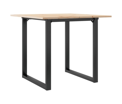 vidaXL Mesa de comedor marco O madera maciza pino y hierro 80x80x75 cm