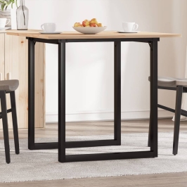 Mesa de comedor marco O madera maciza pino y acero 80x80x75 cm