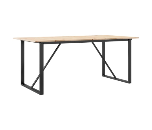 vidaXL Mesa de comedor marco O madera maciza pino y hierro 180x90x75cm