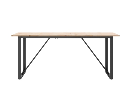 vidaXL Mesa de comedor marco O madera maciza pino y hierro 180x90x75cm