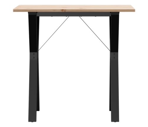 Mesa de comedor marco Y madera maciza pino y hierro 80x50x75 cm