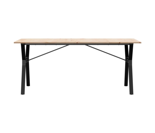 Mesa de comedor marco Y madera maciza pino y acero 180x90x75cm