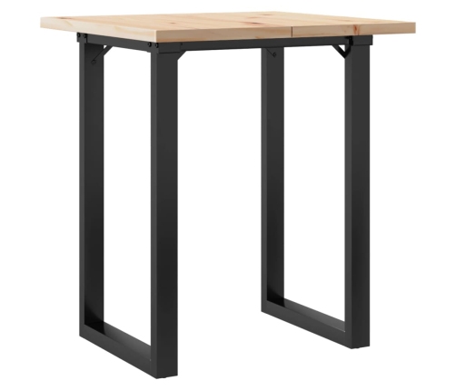 Mesa de comedor marco O madera maciza pino y acero 70x70x75,5cm