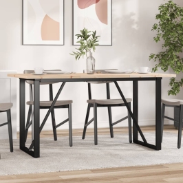Mesa de comedor marco O madera maciza pino acero 160x80x75,5 cm