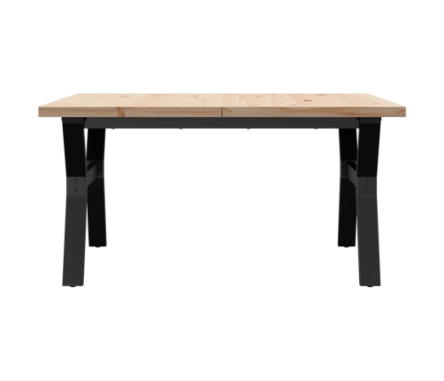 Mesa de centro marco Y madera maciza pino y acero 90x90x45,5 cm