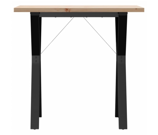 Mesa de comedor marco Y madera maciza pino y acero 80x50x75,5cm