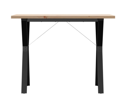 Mesa de comedor marco Y madera maciza pino acero 100x50x75,5 cm