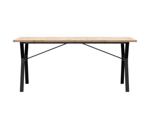 Mesa de comedor marco Y madera maciza pino acero 180x90x75,5 cm