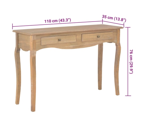 Mesa consola con 2 cajones madera de ingeniería 110x35x76 cm