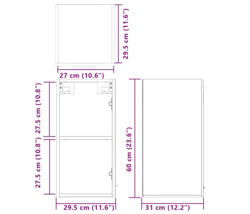 Armario colgante cocina contrachapada color roble 29,5x31x60 cm