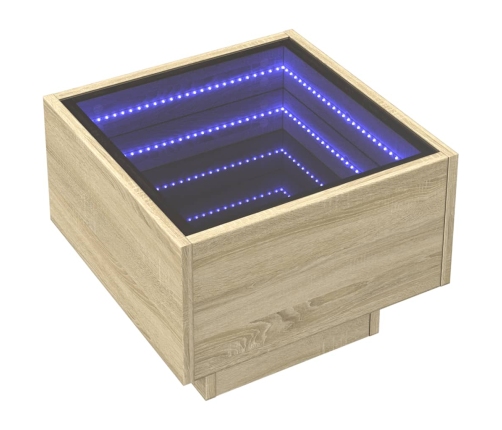 Mesa auxiliar con LED madera ingeniería roble Sonoma 40x40x30cm