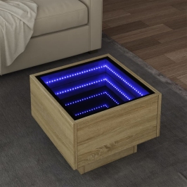 Mesa auxiliar con LED madera ingeniería roble Sonoma 40x40x30cm