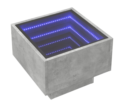 Mesa auxiliar y LED madera ingeniería gris hormigón 40x40x30cm