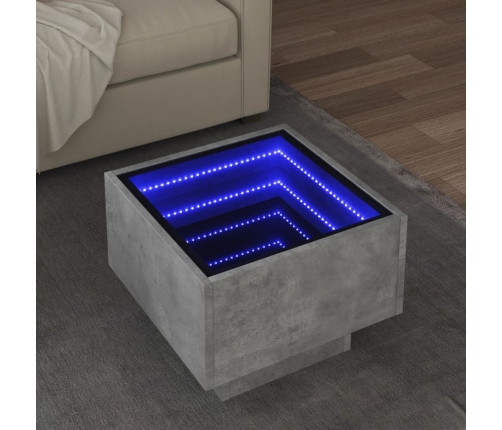 Mesa auxiliar y LED madera ingeniería gris hormigón 40x40x30cm