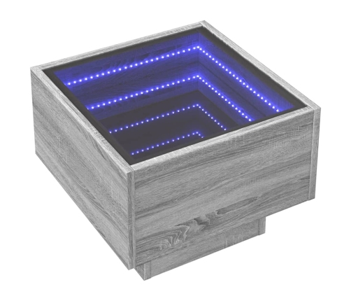 Mesa auxiliar con LED madera ingeniería gris Sonoma 40x40x30cm