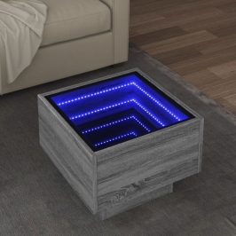 Mesa auxiliar con LED madera ingeniería gris Sonoma 40x40x30cm