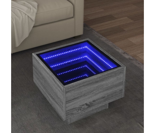 Mesa auxiliar con LED madera ingeniería gris Sonoma 40x40x30cm