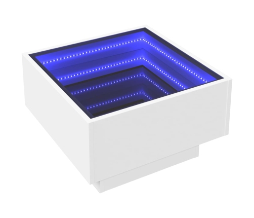 Mesa de centro con LED madera de ingeniería blanca 50x50x30 cm