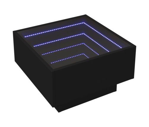 Mesa de centro con LED madera de ingeniería negro 50x50x30 cm