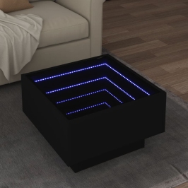 Mesa de centro con LED madera de ingeniería negro 50x50x30 cm