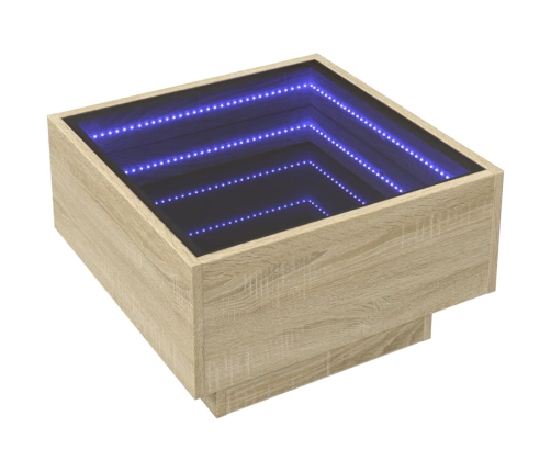 Mesa de centro y LED madera ingeniería roble Sonoma 50x50x30 cm