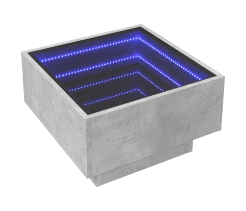 Mesa de centro y LED madera ingeniería gris hormigón 50x50x30cm