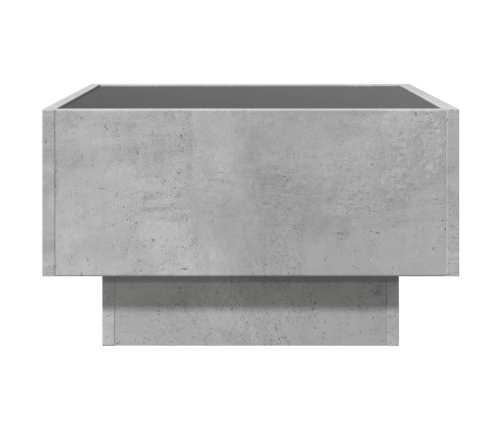 Mesa de centro y LED madera ingeniería gris hormigón 50x50x30cm