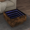 Mesa de centro y LED madera ingeniería roble ahumado 50x50x30cm