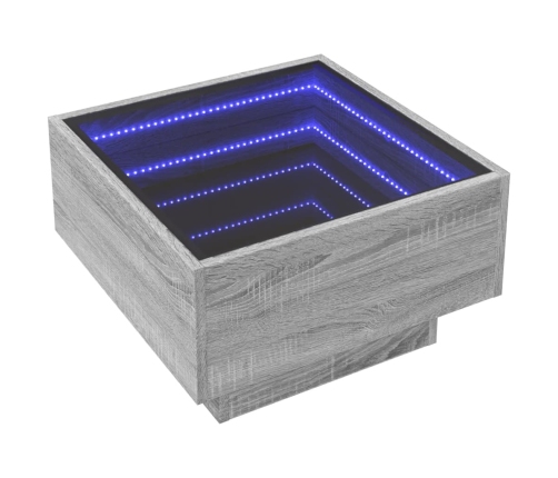 Mesa de centro y LED madera ingeniería gris Sonoma 50x50x30 cm