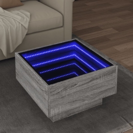 Mesa de centro y LED madera ingeniería gris Sonoma 50x50x30 cm