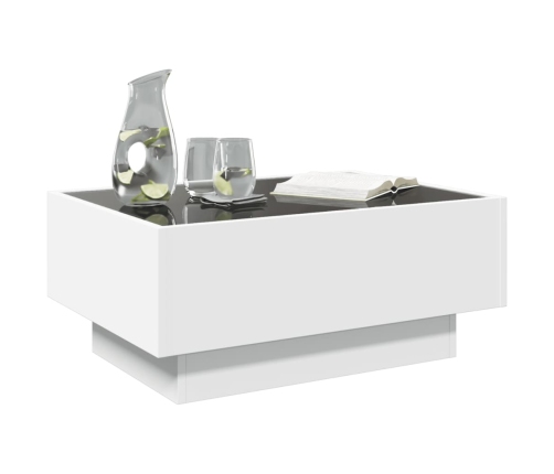 Mesa de centro con LED madera de ingeniería blanca 70x50x30 cm