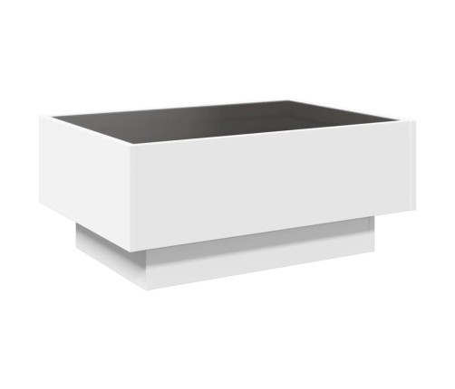 Mesa de centro con LED madera de ingeniería blanca 70x50x30 cm