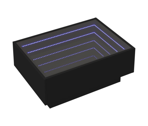 Mesa de centro con LED madera de ingeniería negro 70x50x30 cm