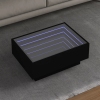 Mesa de centro con LED madera de ingeniería negro 70x50x30 cm