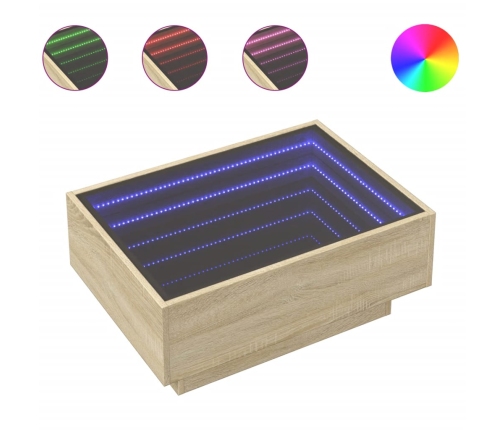 Mesa de centro y LED madera ingeniería roble Sonoma 70x50x30 cm