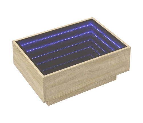 Mesa de centro y LED madera ingeniería roble Sonoma 70x50x30 cm