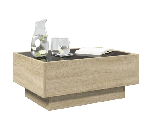 Mesa de centro y LED madera ingeniería roble Sonoma 70x50x30 cm