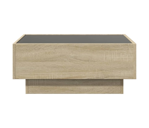 Mesa de centro y LED madera ingeniería roble Sonoma 70x50x30 cm