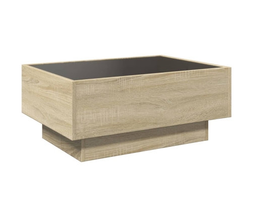 Mesa de centro y LED madera ingeniería roble Sonoma 70x50x30 cm