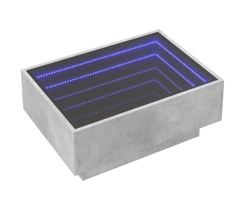 Mesa de centro y LED madera ingeniería gris hormigón 70x50x30cm